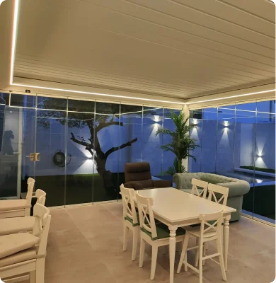 Porche panorámico con cristal